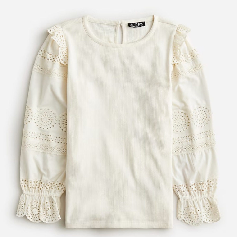 J. Crew Cream Ruffled Blouse